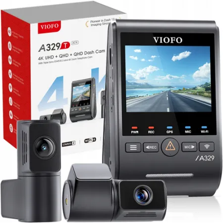 Kamera samochodowa VIOFO A329T 3CH 4K HDR GPS WiFi z teleobiektywem